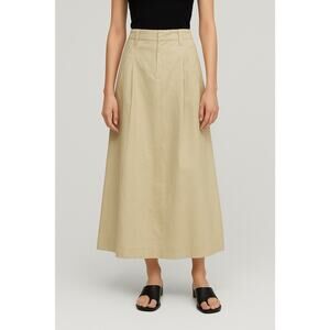 Massimo Dutti Khaki Midi Skirt Business, Casual Capsule Preppy Size XS NWT $149